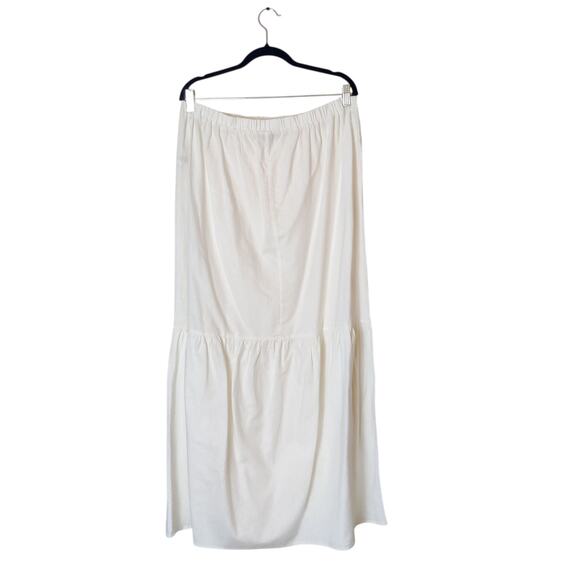 Saks Fifth Avenue Linen Cotton White Tiered Pull On Tiered Maxi Skirt XL Coastal - Picture 2 of 8